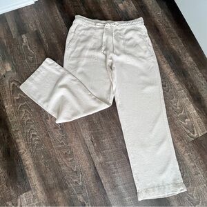 Nicole Miller Linen Cream Wide Leg Pants Size Large